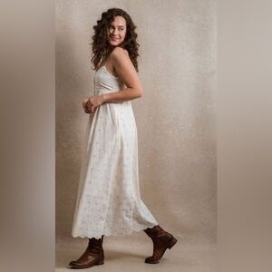 Neuflora Melba Dress White Eyelet Button Front Midi Dress NWT Medium